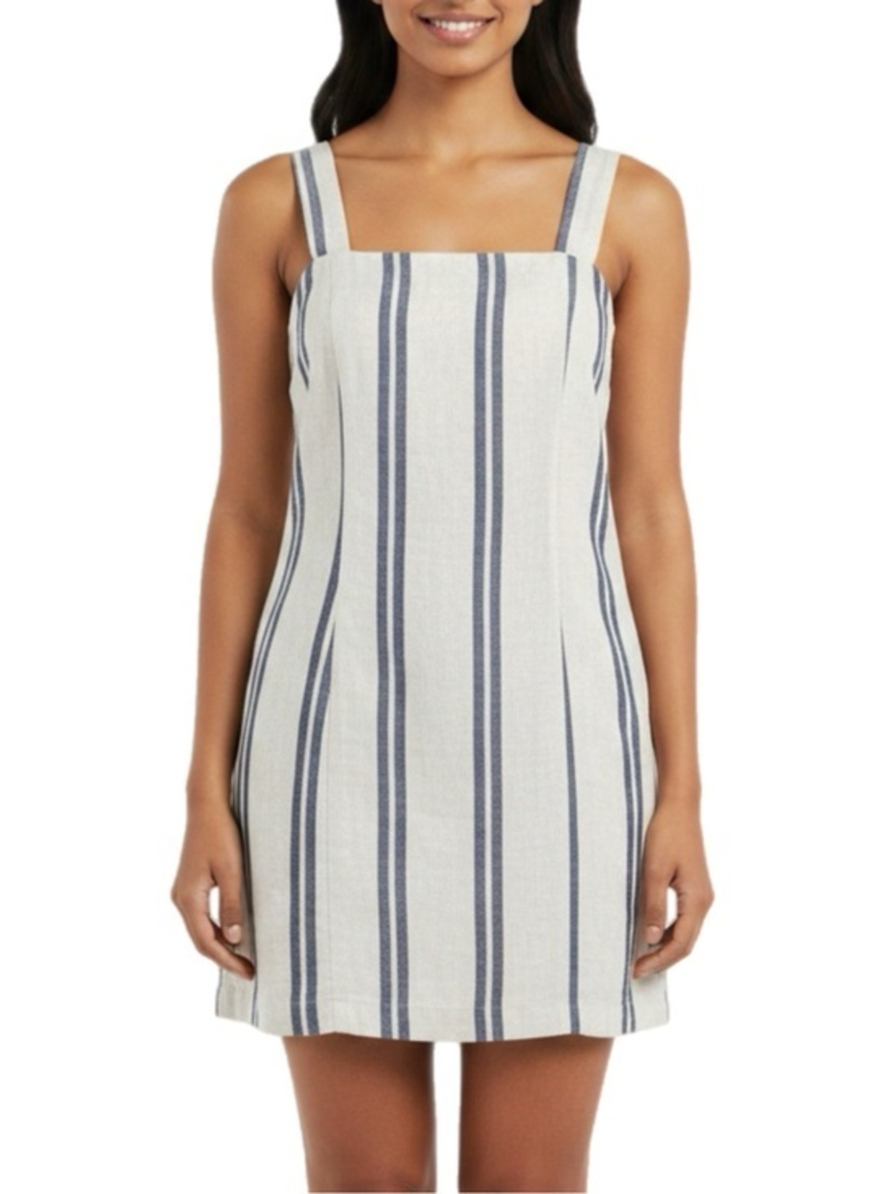 Forever 21 | Linen White & Blue Striped Mini Dress